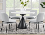 Conrad 48″White Marble Top Table with Black Conical Base by Steve Silver at Eve Furniture