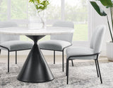 Conrad 48″White Marble Top Table with Black Conical Base by Steve Silver at Eve Furniture