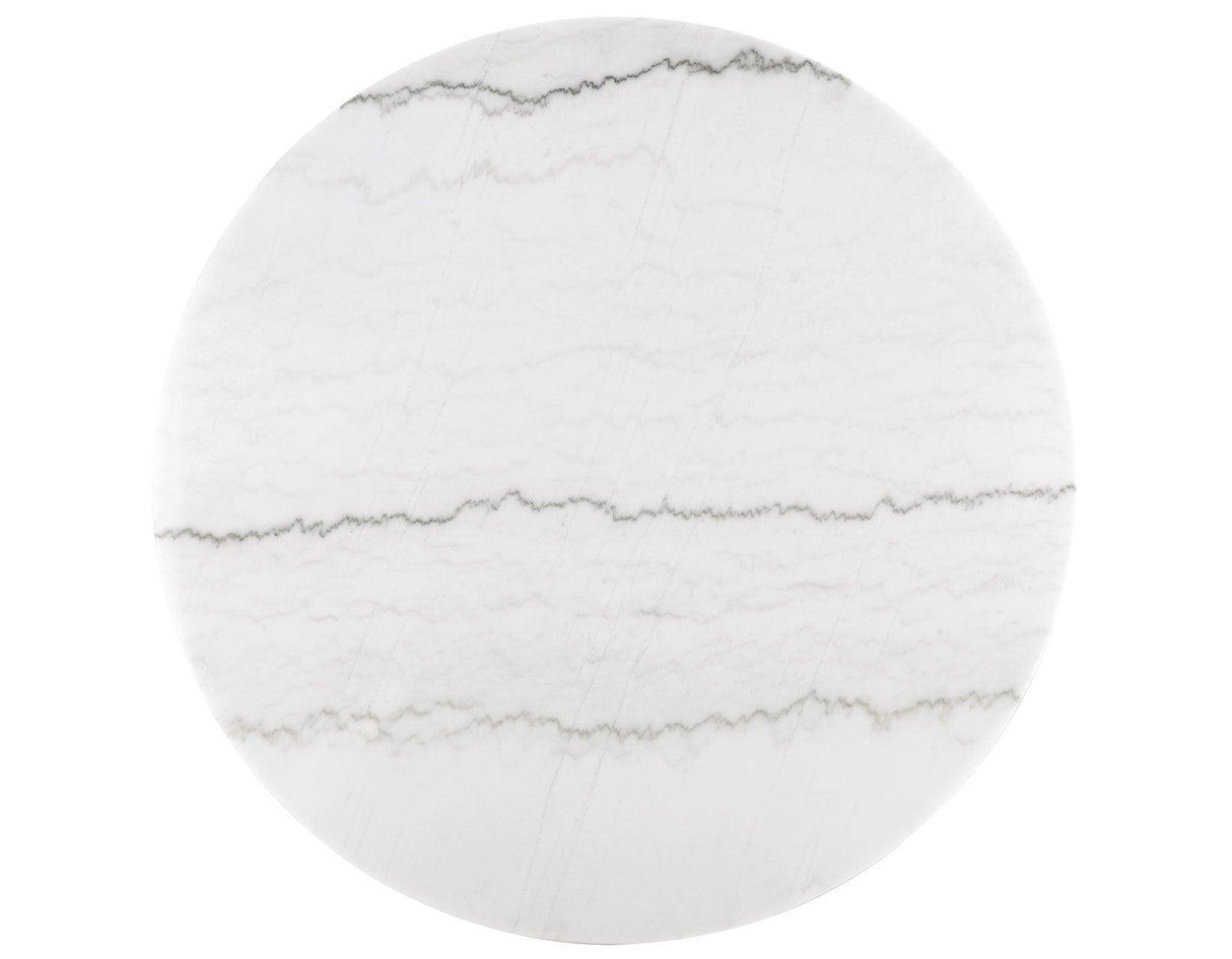 Conrad 48″White Marble Top Table with Black Conical Base by Steve Silver at Eve Furniture