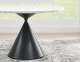 Conrad 48″White Marble Top Table with Black Conical Base by Steve Silver at Eve Furniture
