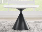 Conrad 48″White Marble Top Table with Black Conical Base by Steve Silver at Eve Furniture