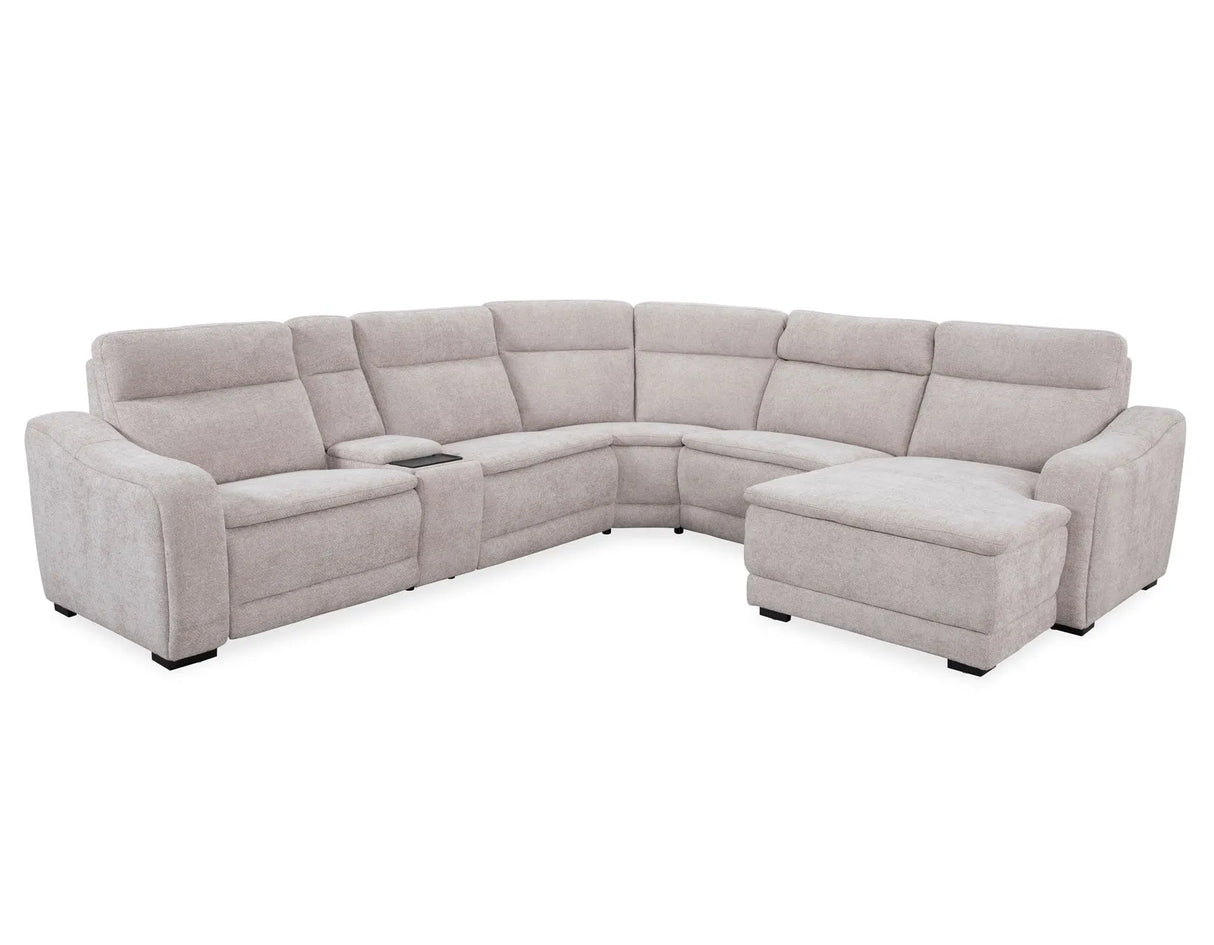 Conroe Cobblestone Dual-Power 7-Piece Reclining Sectional with Chaise by Steve Silver at Eve Furniture