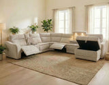 Conroe Cobblestone Dual-Power 7-Piece Reclining Sectional with Chaise by Steve Silver at Eve Furniture