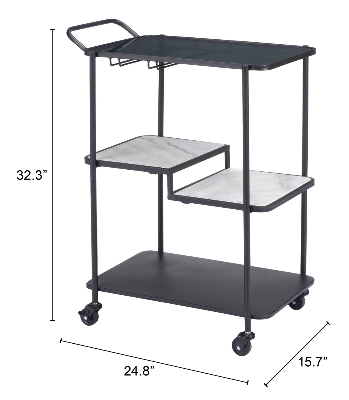 Constanza Black Bar Cart by Zuomod at Eve Furniture