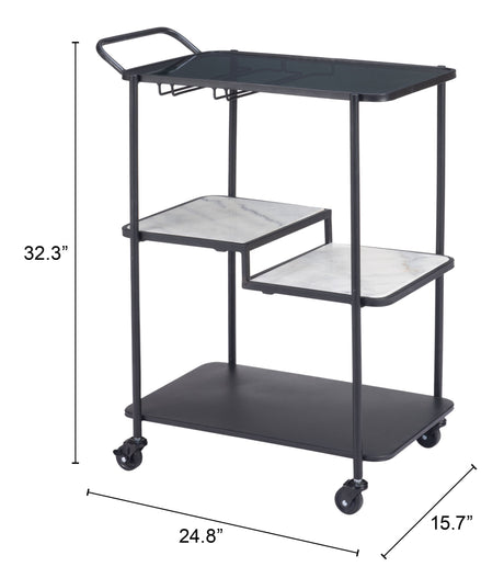 Constanza Black Bar Cart by Zuomod at Eve Furniture