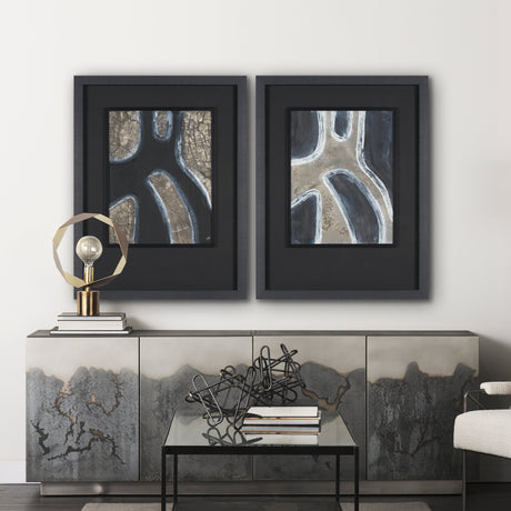 Contrasting Paths II by Studio M a handmade Original Framed 3D Textured Artwork under Glass by Mercana at Eve Furniture