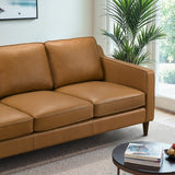 Cooper Mid Century Modern Tan Leather Sofa by Ashcroft Furniture at Eve Furniture