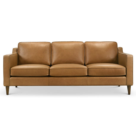Cooper Mid Century Modern Tan Leather Sofa by Ashcroft Furniture at Eve Furniture