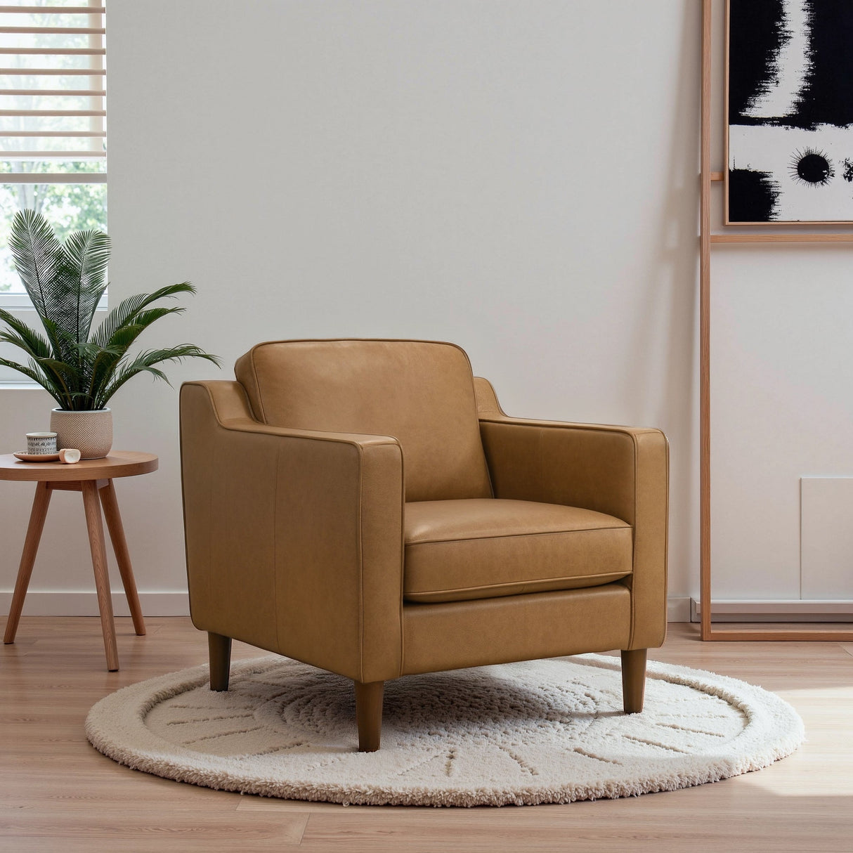 Cooper Tan Leather Lounge Chair by Ashcroft Furniture at Eve Furniture