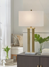 Coopermen Gold Finish/White Table Lamp