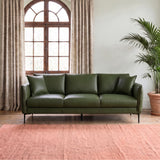 Cooperstown Green Leather Sofa
