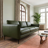 Cooperstown Green Leather Sofa