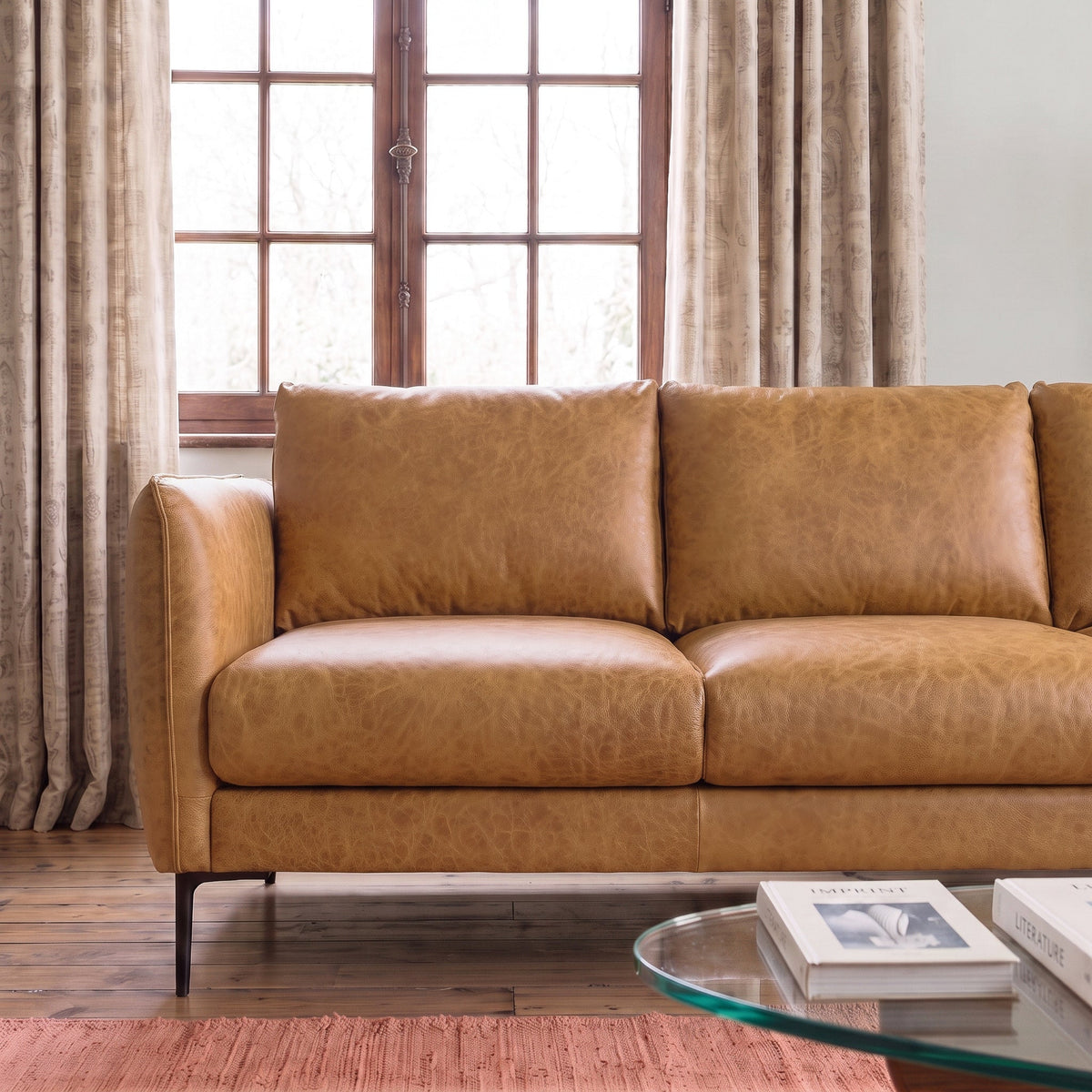 Cooperstown Tan Leather Sofa by Ashcroft Furniture at Eve Furniture