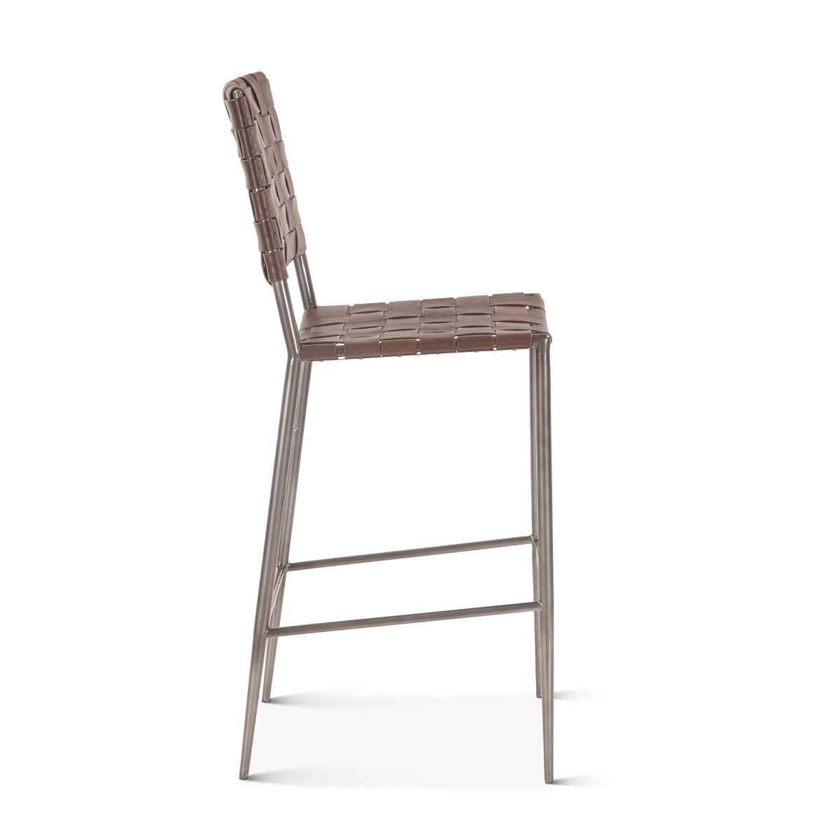Copenhagen 17" Bar Chair in Brown Buffalo Leather and Iron by Home Trends & Design at Eve Furniture