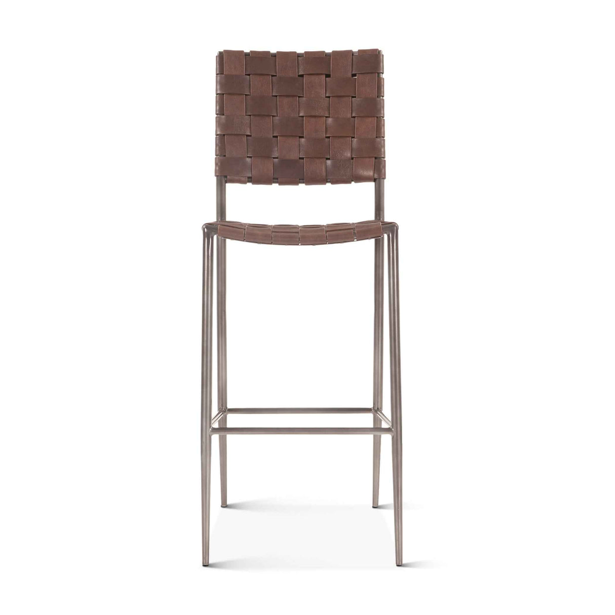 Copenhagen 17" Bar Chair in Brown Buffalo Leather and Iron by Home Trends & Design at Eve Furniture