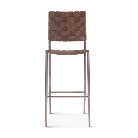 Copenhagen 17" Bar Chair in Brown Buffalo Leather and Iron by Home Trends & Design at Eve Furniture