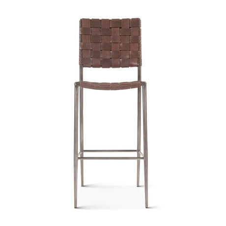 Copenhagen 17" Bar Chair in Brown Buffalo Leather and Iron by Home Trends & Design at Eve Furniture
