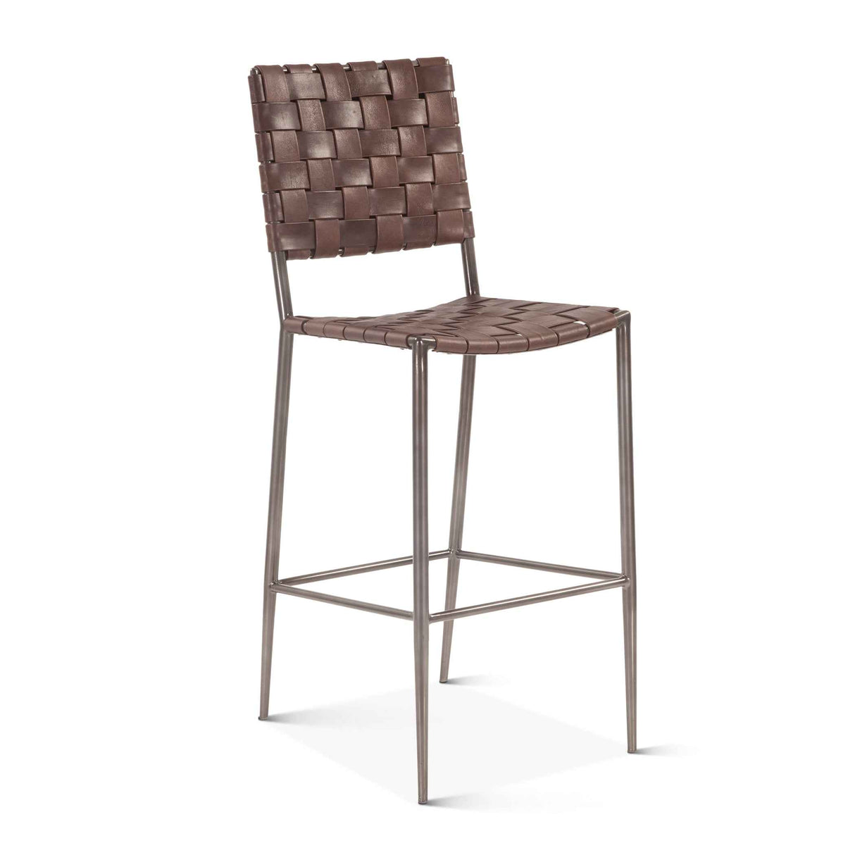 Copenhagen 17" Bar Chair in Brown Buffalo Leather and Iron by Home Trends & Design at Eve Furniture