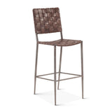 Copenhagen 17" Bar Chair in Brown Buffalo Leather and Iron by Home Trends & Design at Eve Furniture