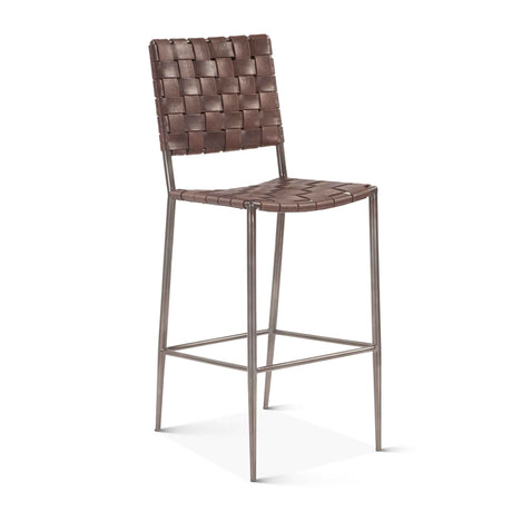 Copenhagen 17" Bar Chair in Brown Buffalo Leather and Iron by Home Trends & Design at Eve Furniture