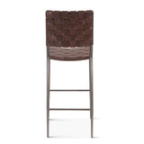 Copenhagen 17" Bar Chair in Brown Buffalo Leather and Iron by Home Trends & Design at Eve Furniture