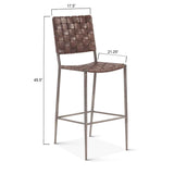 Copenhagen 17" Bar Chair in Brown Buffalo Leather and Iron by Home Trends & Design at Eve Furniture