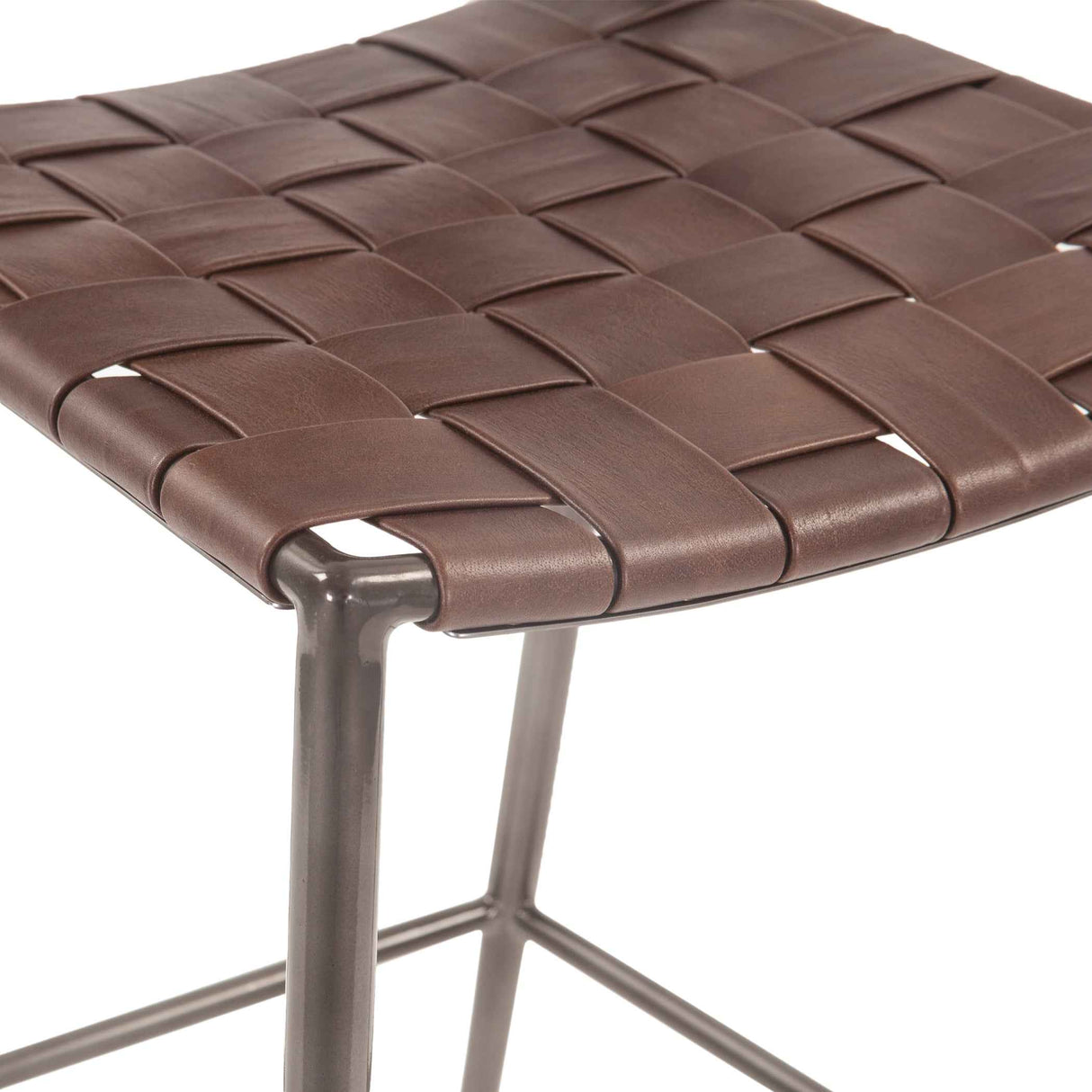 Copenhagen 17" Bar Chair in Brown Buffalo Leather and Iron by Home Trends & Design at Eve Furniture