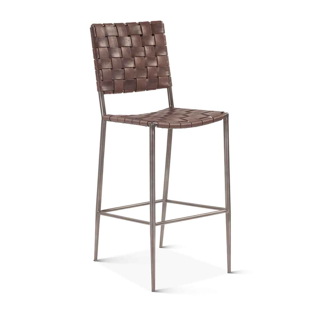 Copenhagen 17" Bar Chair in Brown Buffalo Leather and Iron by Home Trends & Design at Eve Furniture