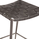 Copenhagen 17" Counter Chair in Black Buffalo Leather and Iron by Home Trends & Design at Eve Furniture