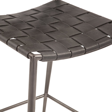 Copenhagen 17" Counter Chair in Black Buffalo Leather and Iron by Home Trends & Design at Eve Furniture