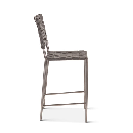 Copenhagen 17" Counter Chair in Black Buffalo Leather and Iron by Home Trends & Design at Eve Furniture