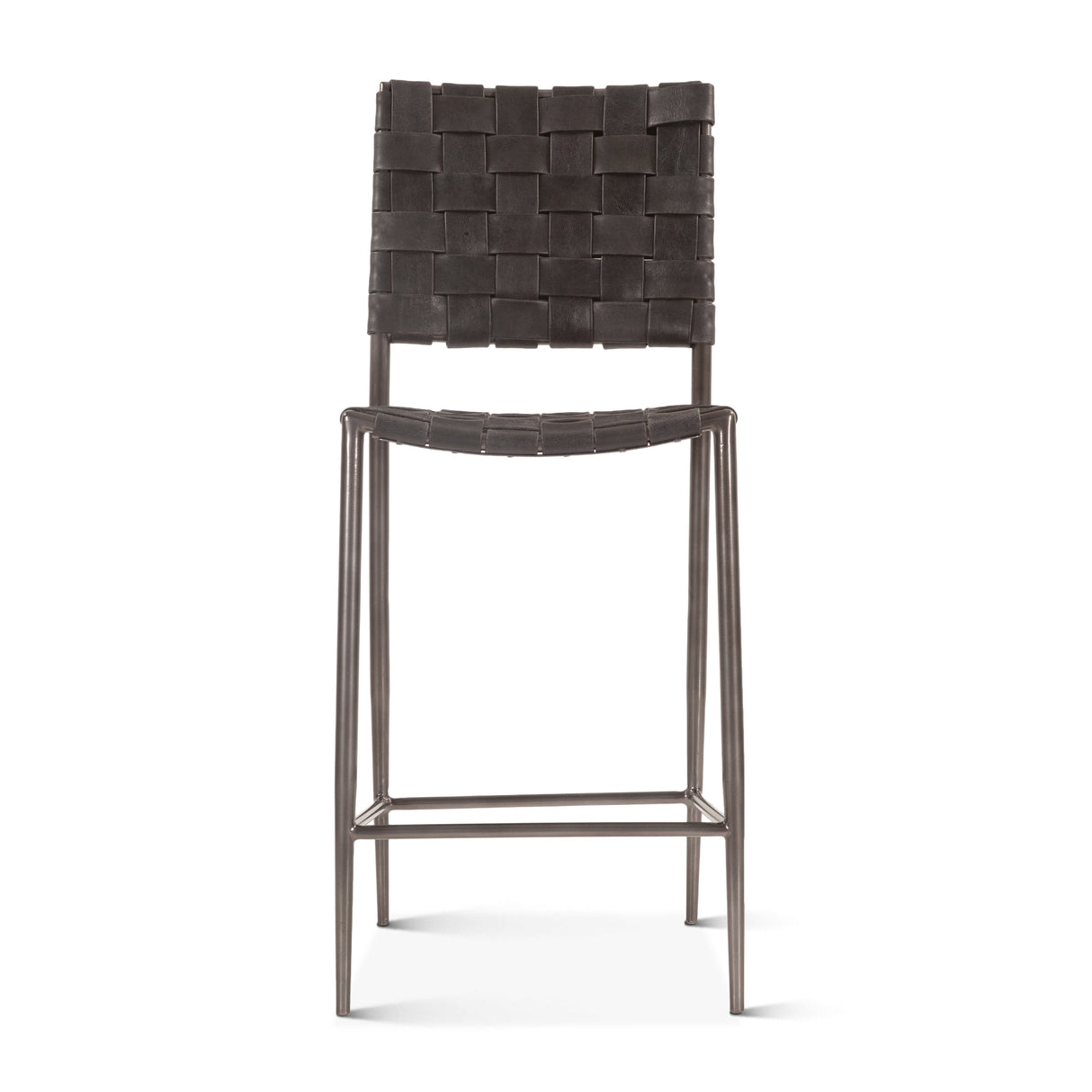 Copenhagen 17" Counter Chair in Black Buffalo Leather and Iron by Home Trends & Design at Eve Furniture