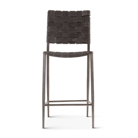 Copenhagen 17" Counter Chair in Black Buffalo Leather and Iron by Home Trends & Design at Eve Furniture