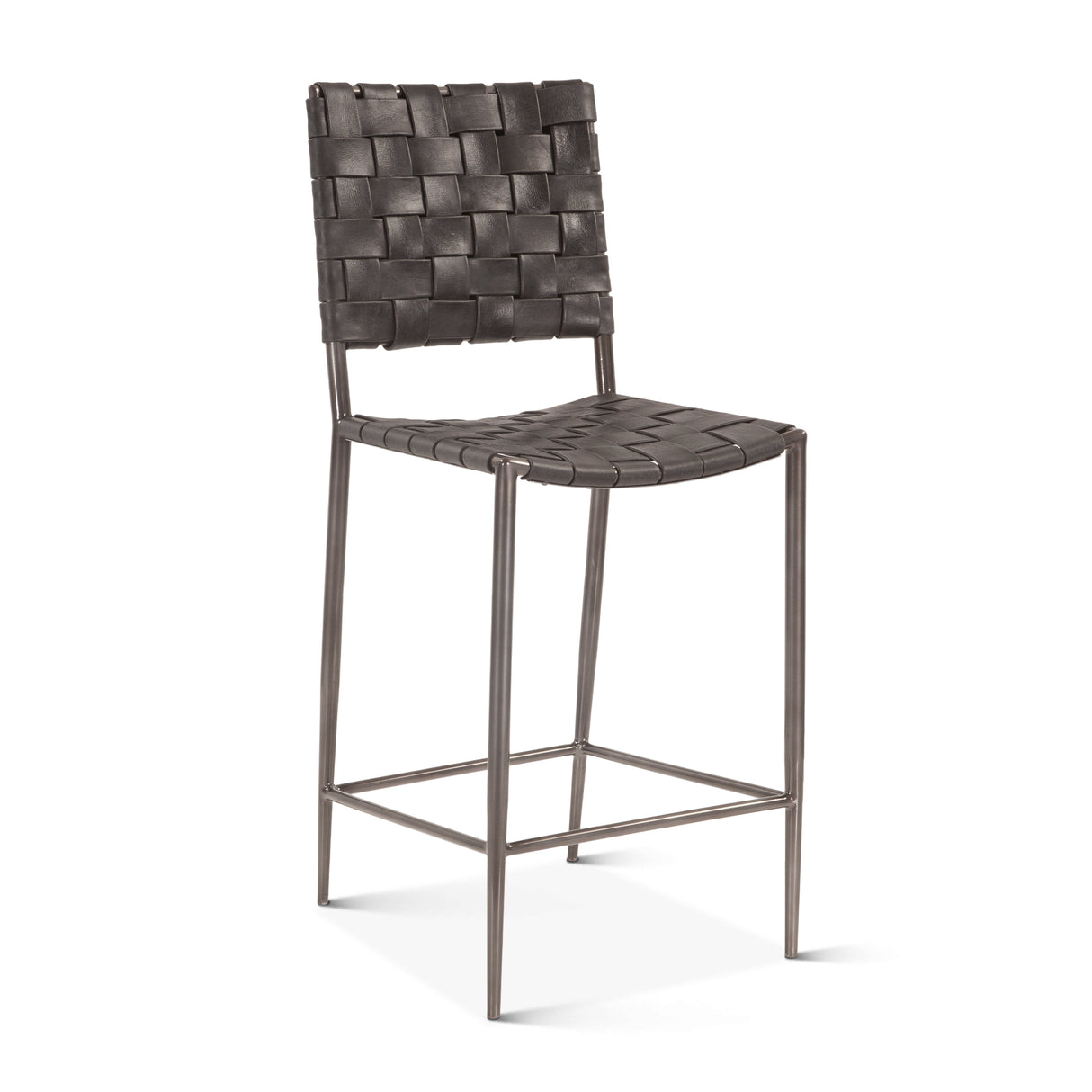 Copenhagen 17" Counter Chair in Black Buffalo Leather and Iron by Home Trends & Design at Eve Furniture