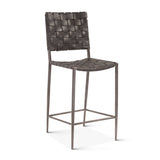 Copenhagen 17" Counter Chair in Black Buffalo Leather and Iron by Home Trends & Design at Eve Furniture