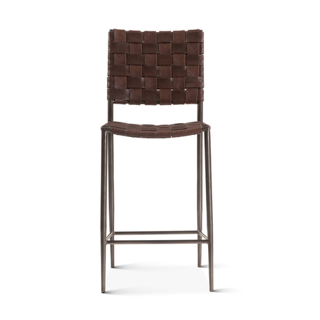 Copenhagen 17" Counter Chair in Brown Buffalo Leather and Iron by Home Trends & Design at Eve Furniture