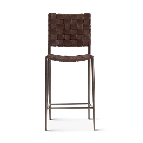 Copenhagen 17" Counter Chair in Brown Buffalo Leather and Iron by Home Trends & Design at Eve Furniture