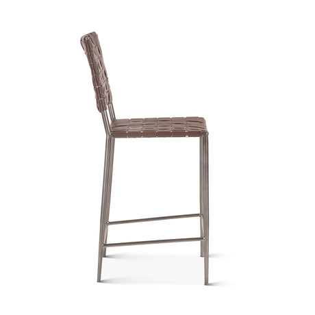 Copenhagen 17" Counter Chair in Brown Buffalo Leather and Iron by Home Trends & Design at Eve Furniture
