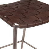 Copenhagen 17" Counter Chair in Chocolate Leather and Iron by Home Trends & Design at Eve Furniture