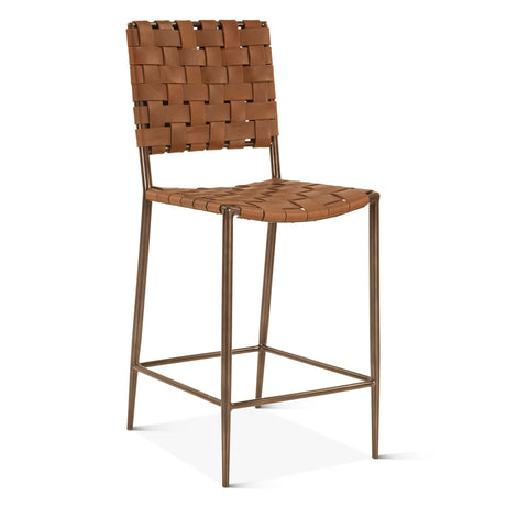 Copenhagen 17" Counter Chair in Tobacco Buffalo Leather with Iron by Home Trends & Design at Eve Furniture