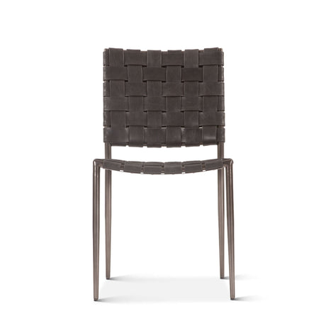 Copenhagen 18" Dining Chair in Black Buffalo Leather and Iron, Set of 2 by Home Trends & Design at Eve Furniture