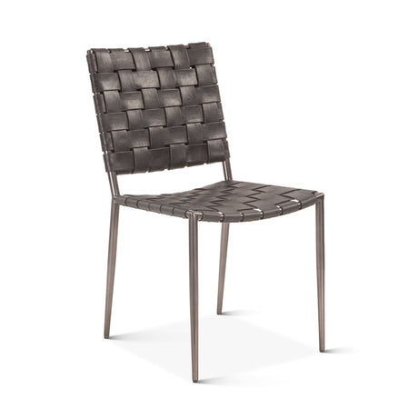 Copenhagen 18" Dining Chair in Black Buffalo Leather and Iron, Set of 2 by Home Trends & Design at Eve Furniture