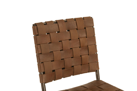 Copenhagen 18" Dining Chair in Brown Buffalo Leather and Iron, Set of 2 by Home Trends & Design at Eve Furniture