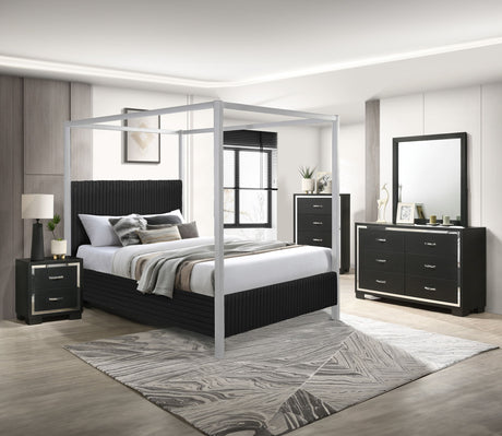 Cora Black King Canopy Bed by Crown Mark at Eve Furniture