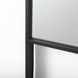 Cora Black Metal Frame W/ Brown Wooden Shelf Arched Wall Mirror by Mercana at Eve Furniture