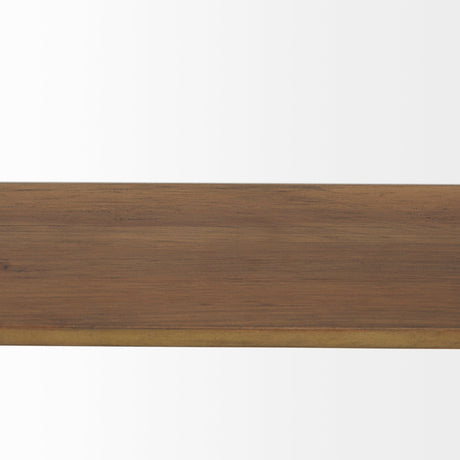 Cora Black Metal Frame W/ Brown Wooden Shelf Arched Wall Mirror by Mercana at Eve Furniture