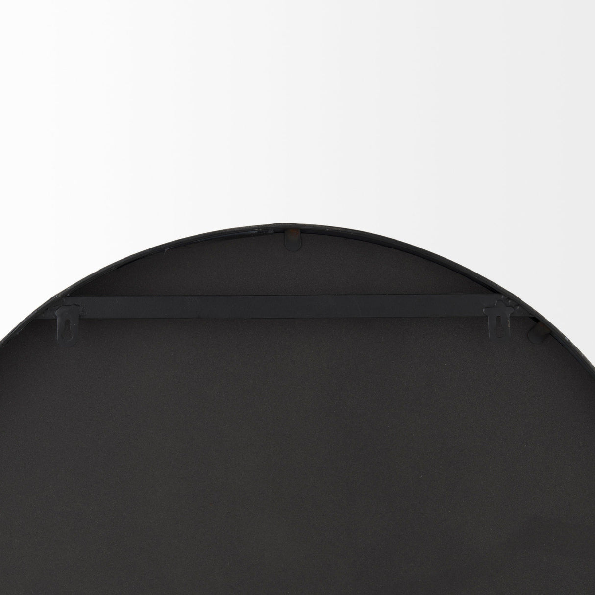 Cora Black Metal Frame W/ Brown Wooden Shelf Arched Wall Mirror by Mercana at Eve Furniture