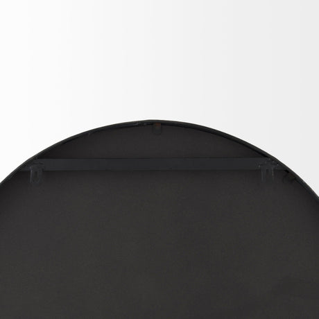 Cora Black Metal Frame W/ Brown Wooden Shelf Arched Wall Mirror by Mercana at Eve Furniture