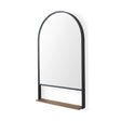 Cora Black Metal Frame W/ Brown Wooden Shelf Arched Wall Mirror by Mercana at Eve Furniture