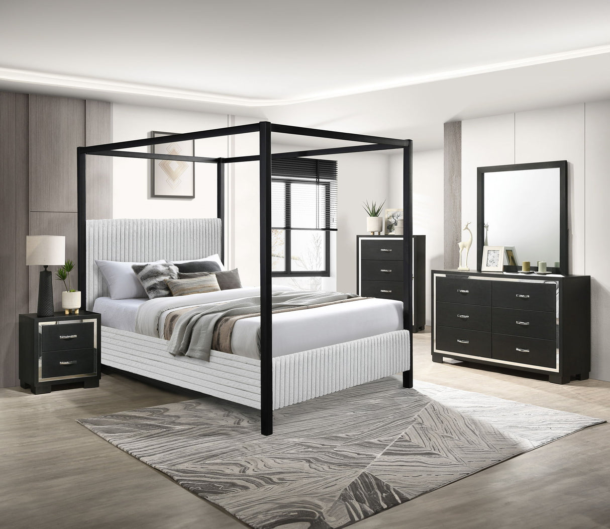 Cora Light Gray Queen Canopy Bed by Crown Mark at Eve Furniture